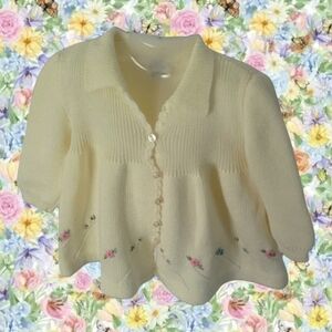 Jacobson's Vintage Girl's Yellow Knitted Matinee Cardigan/Coat & Hat
